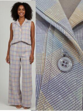 Vtg 70s pastel plaid pants set - Union Made